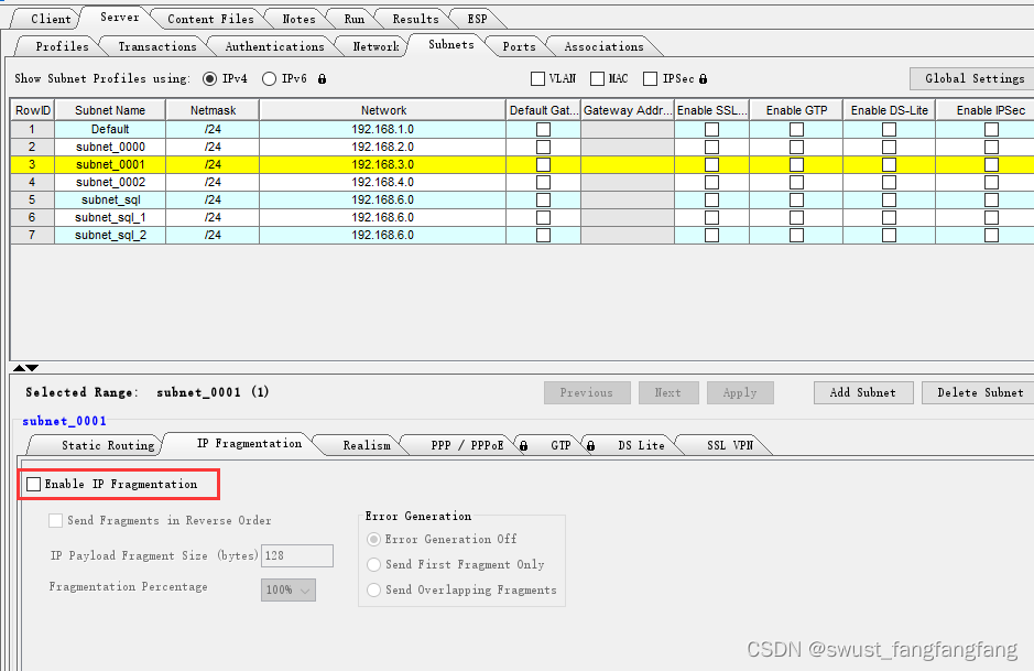 server Subnets配置