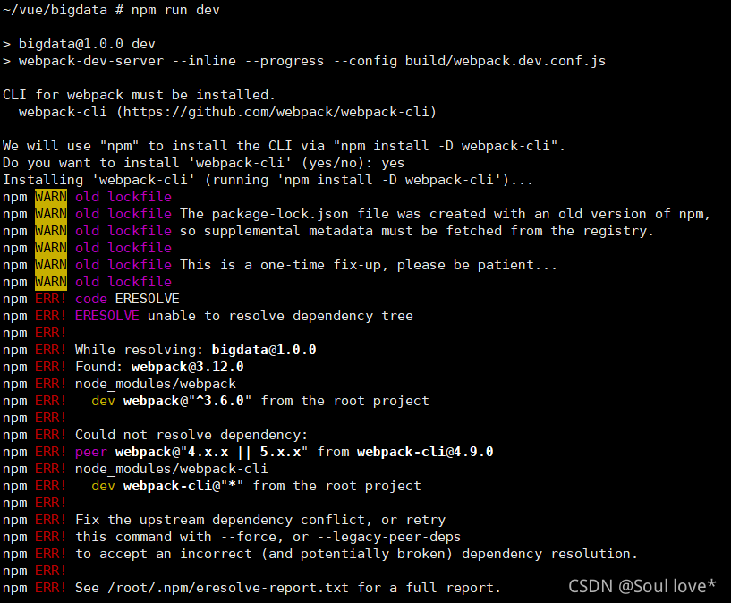 npm ERR! code ERESOLVE npm ERR! ERESOLVE unable to resolve dependency tree