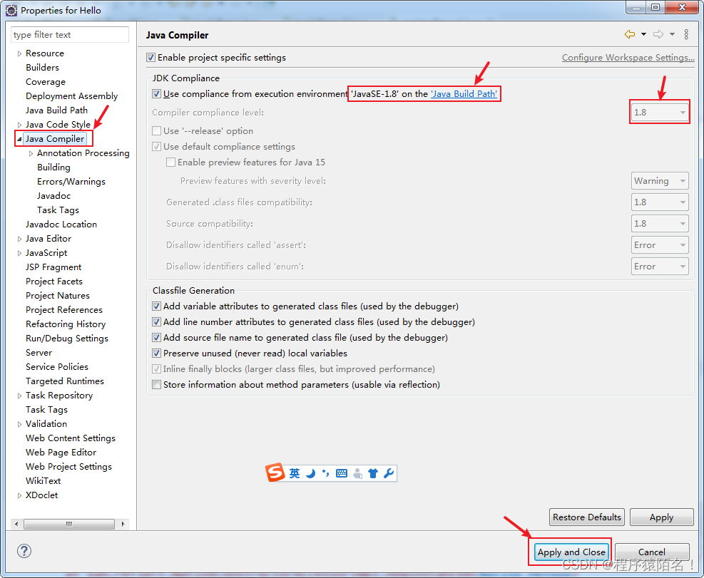 caused by: : class path resource [java110 Images High... eclipse--Description Resource Path Location Type Java compiler level ...