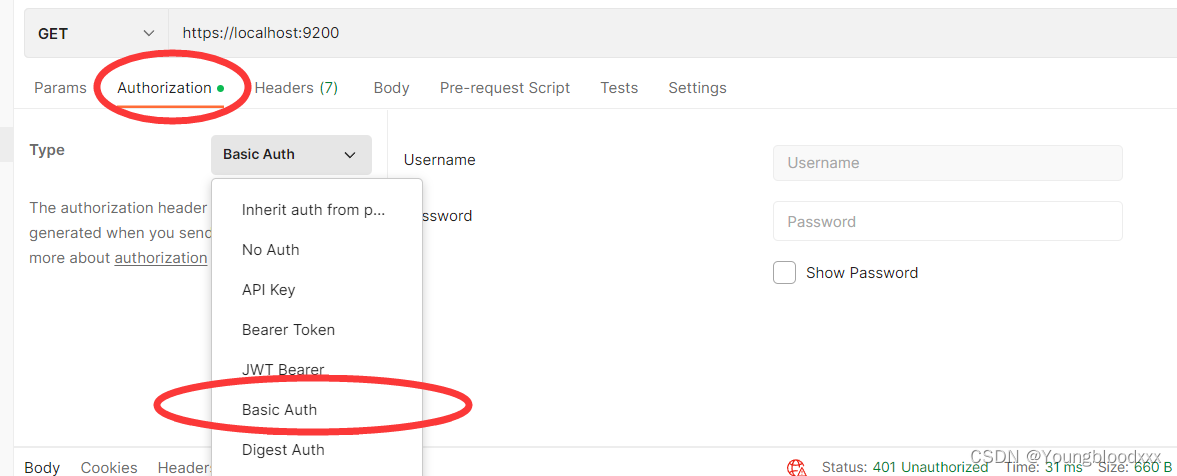 “type“: “security_exception“,“reason“: “unable to authenticate user [] for REST req