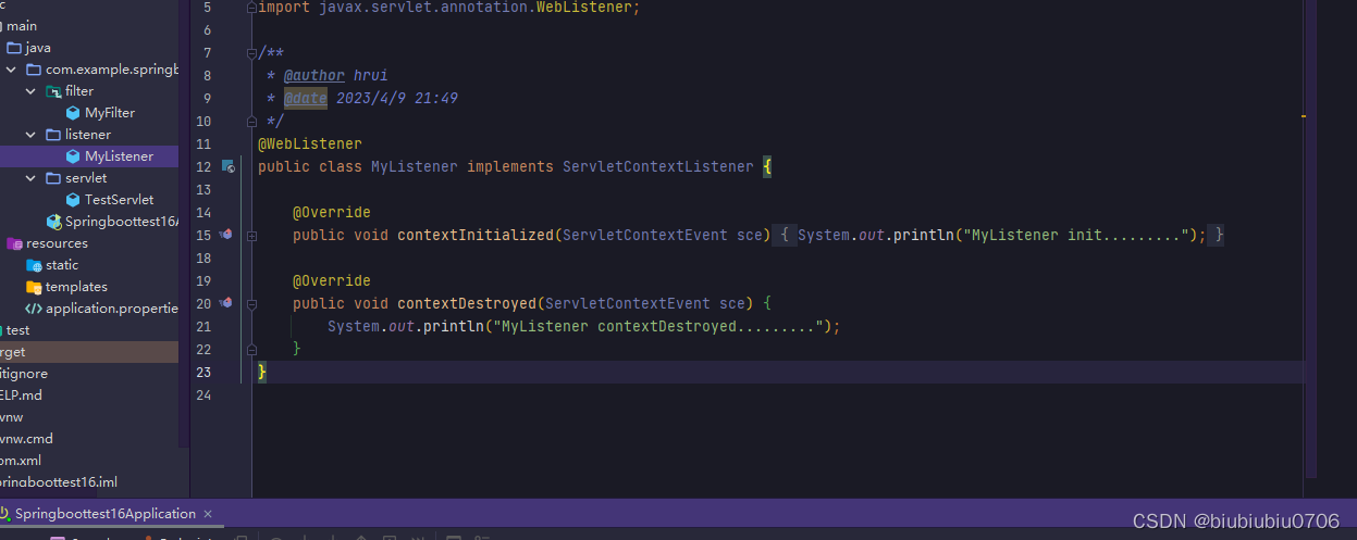 SpringBoot中使用Servlet,Filter,Listener,拦截器