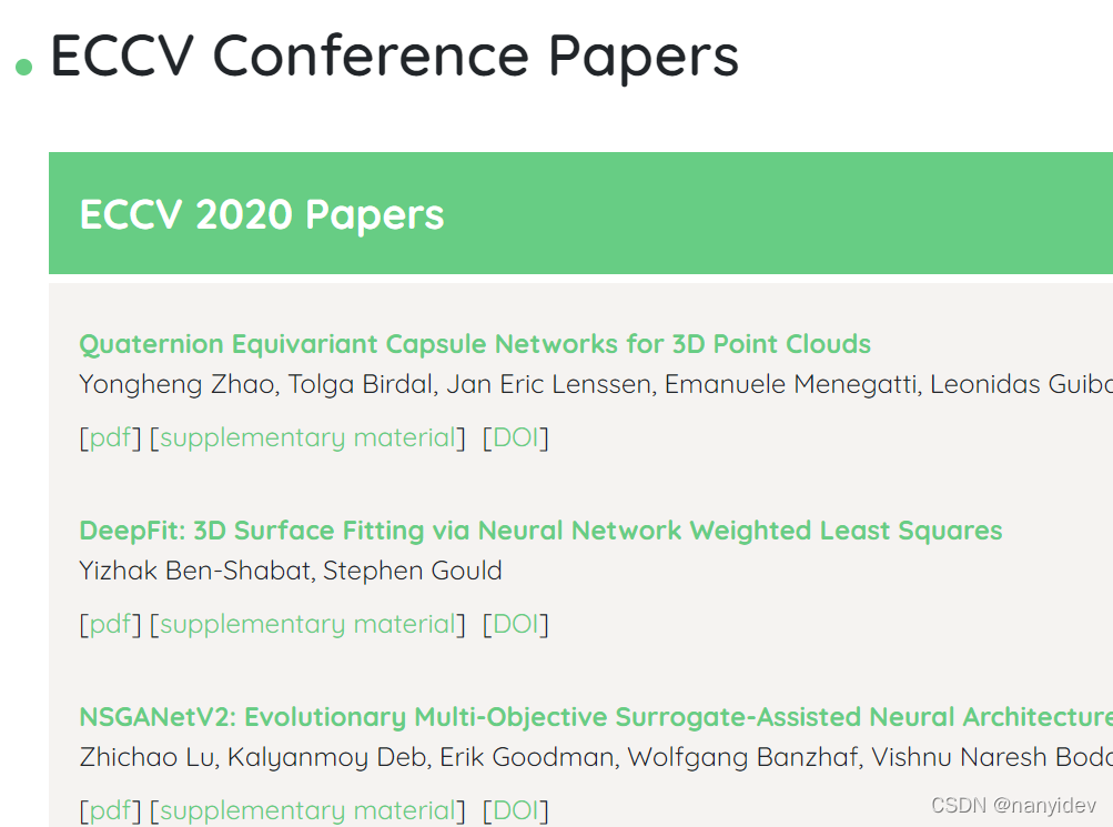 计算机视觉会议（CVPR，ECCV，ICCV，NIPS，AAAI，ICLR等）