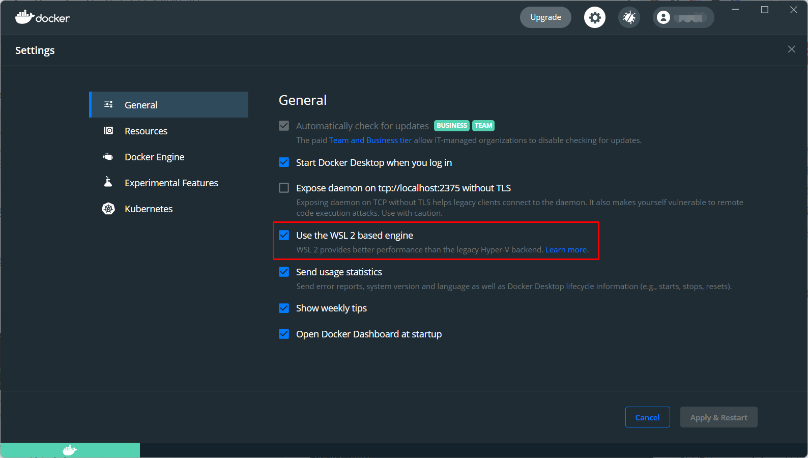 Windows使用WSL2安装Docker Desktop_use the wsl 2 based engine (windows home