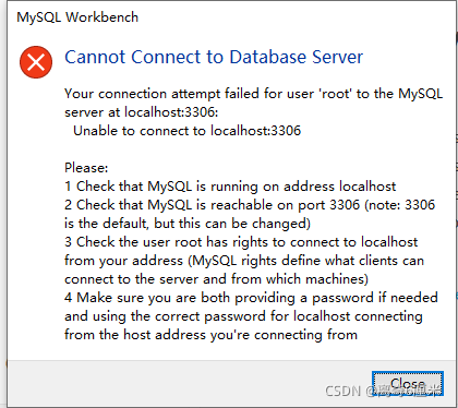 MySQL workbench提示“Your connection attempt failed ...“解决方法-CSDN博客
