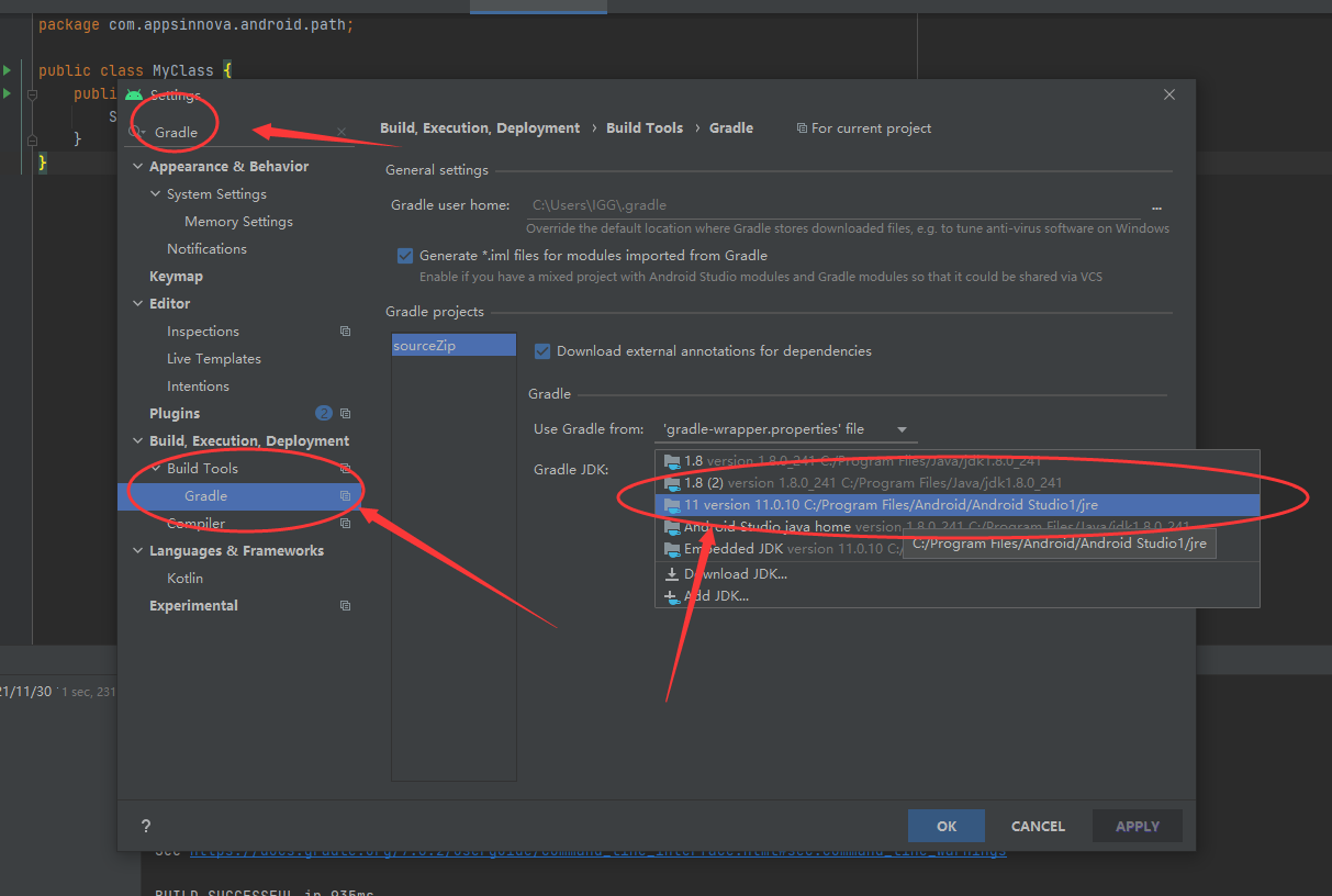 Android studio提示Android Gradle plugin requires Java 11 to run. You are currently using Java 1.8.