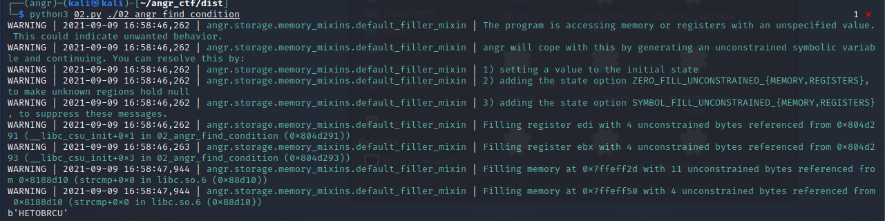 Angr 02_angr_find_condition 根据输出状态条件搜索正确输入