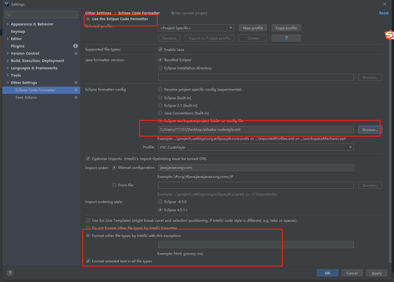 eclipse code formatter settings cdt