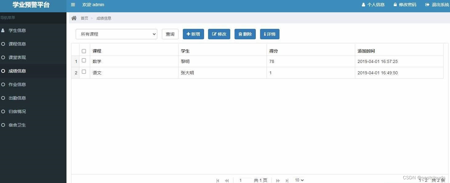 Java项目:学业预警平台信息管理系统(java+SSM+HTML+bootstrap+JQ+mysql)