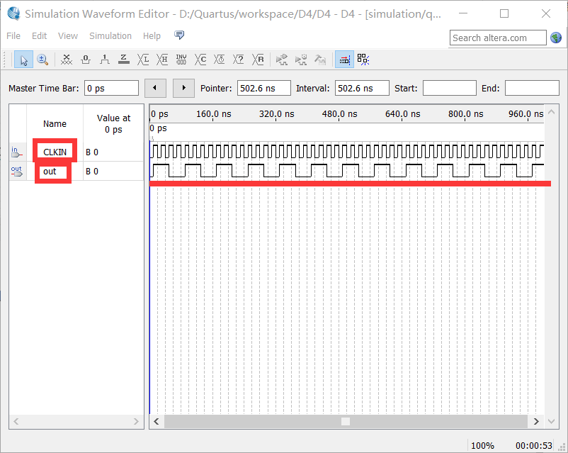 quartus II波形仿真错误：Error: Waveform2.vwf.vt(30): near “,“: syntax error, unexpected ‘,‘ # ** Error 解决方法