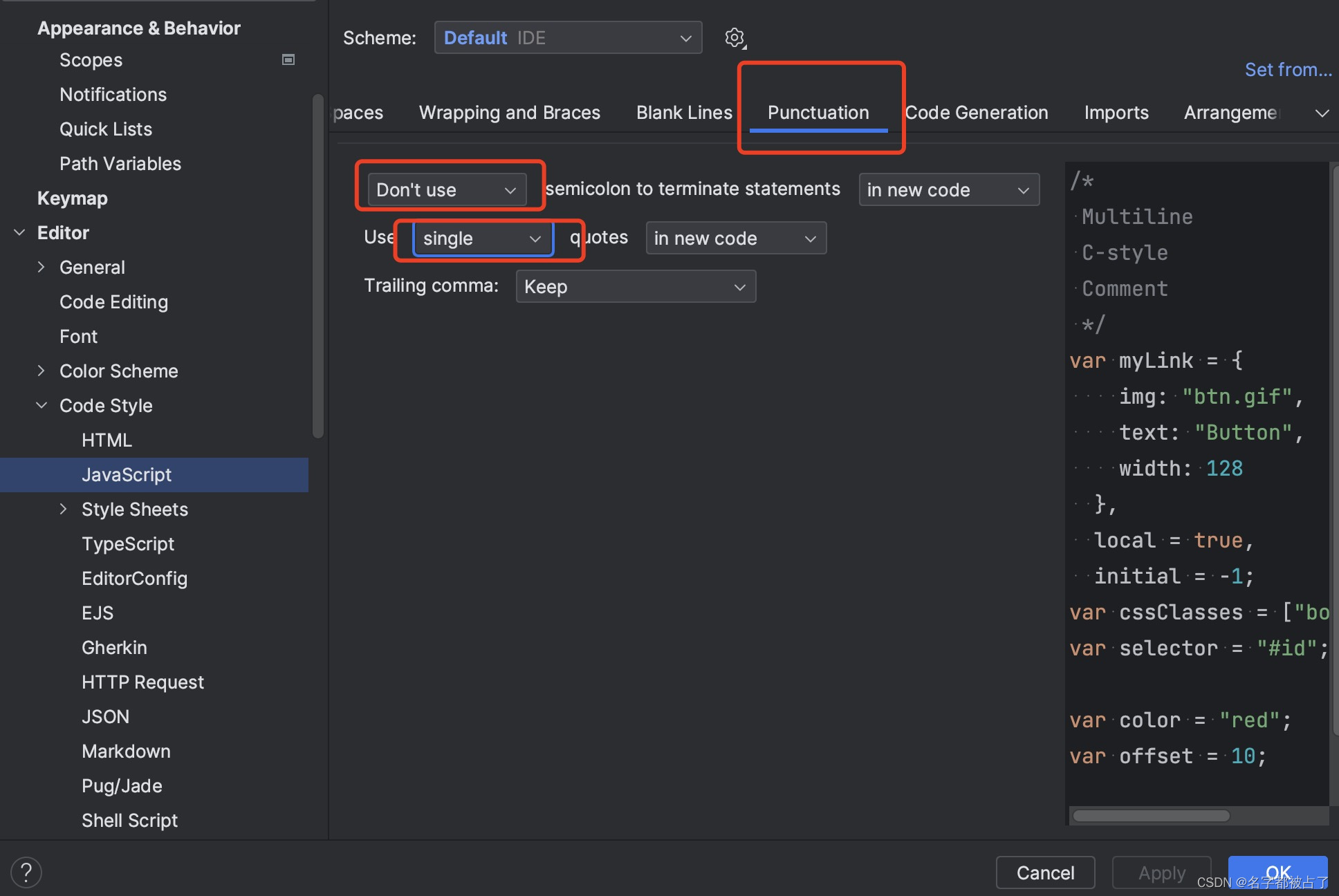 webstorm格式化代码后单引号转成了双引号