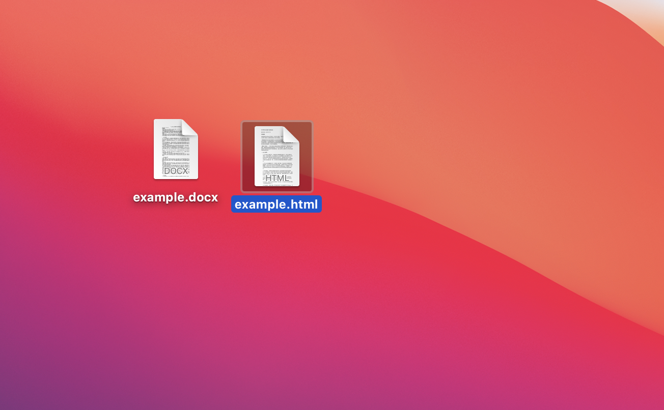 Mac uses Pandoc to convert the docx file into HTML file to quickly