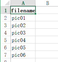 The picture name is written into the excel sheet