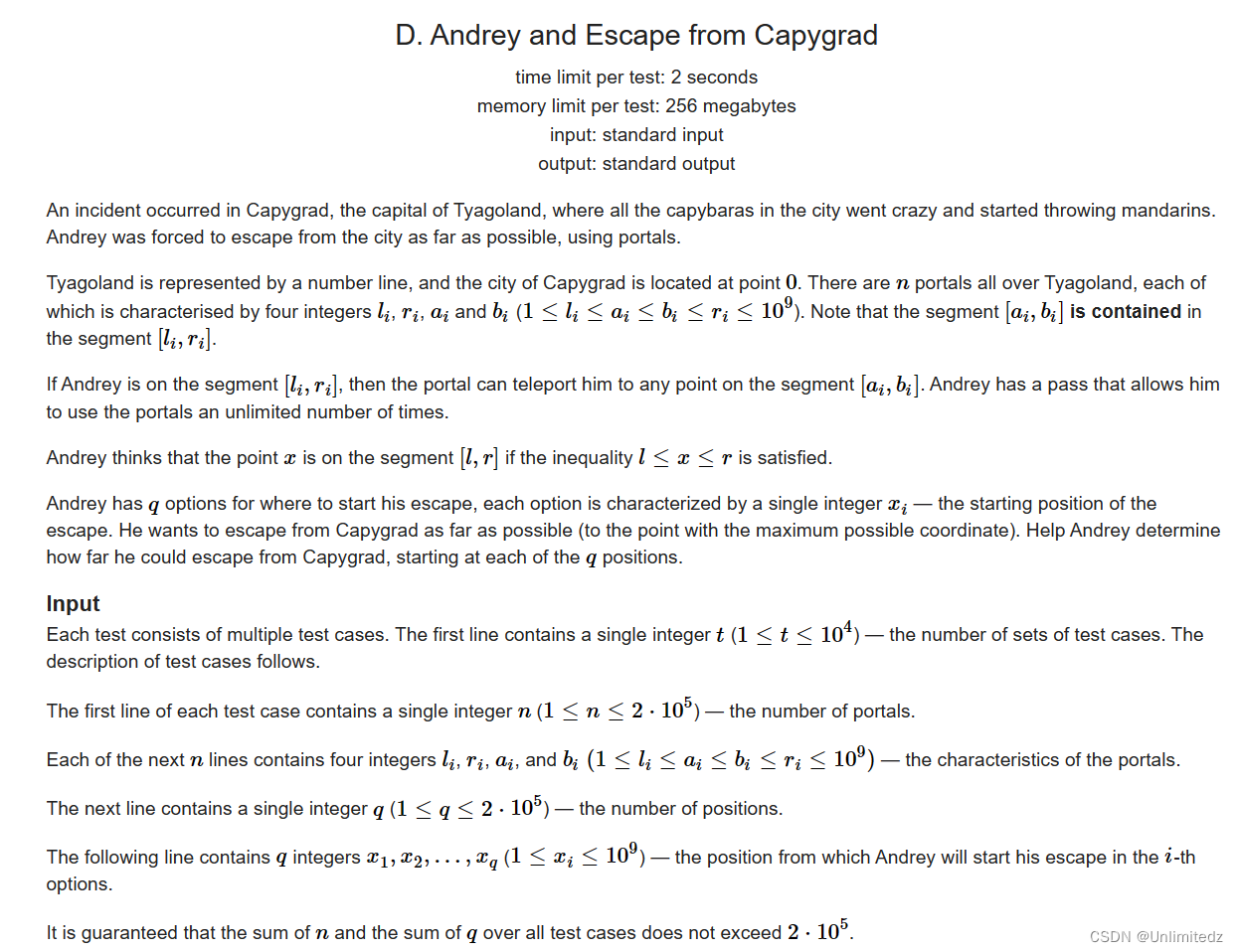 Codeforces Round 892 (Div. 2) D. Andrey and Escape from Capygrad