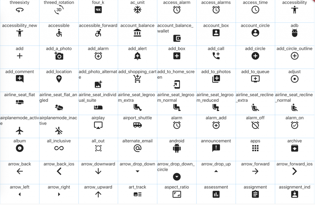 Flutter Icons 内置图标库，全套Material图标_flutter icons图标有哪些-CSDN博客