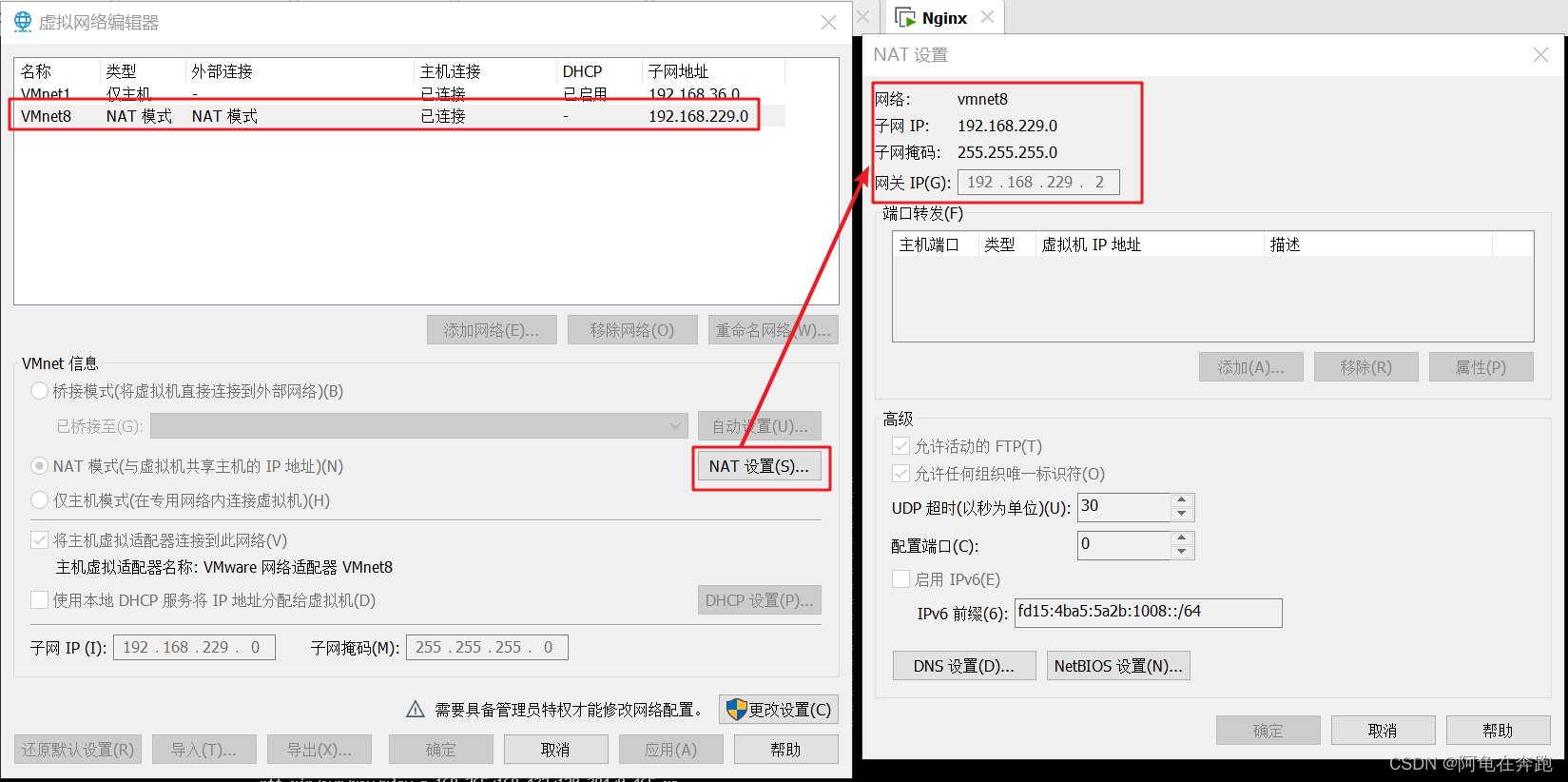 虚拟网络配置信息