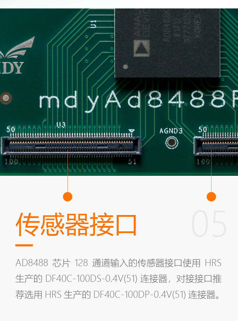 （产品资源）明德扬AD8488模块高性能数字X射线FMC接口128模拟通道高速ADC芯片