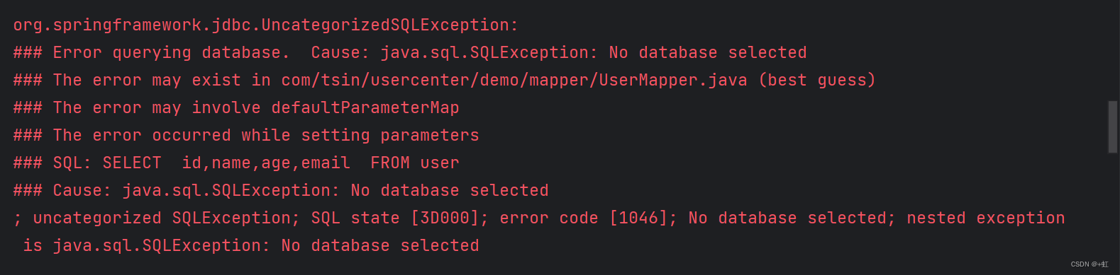 mybatis-plus使用时发生 No database selected，The error may exist in xxx/mapper/XXXMapper.java