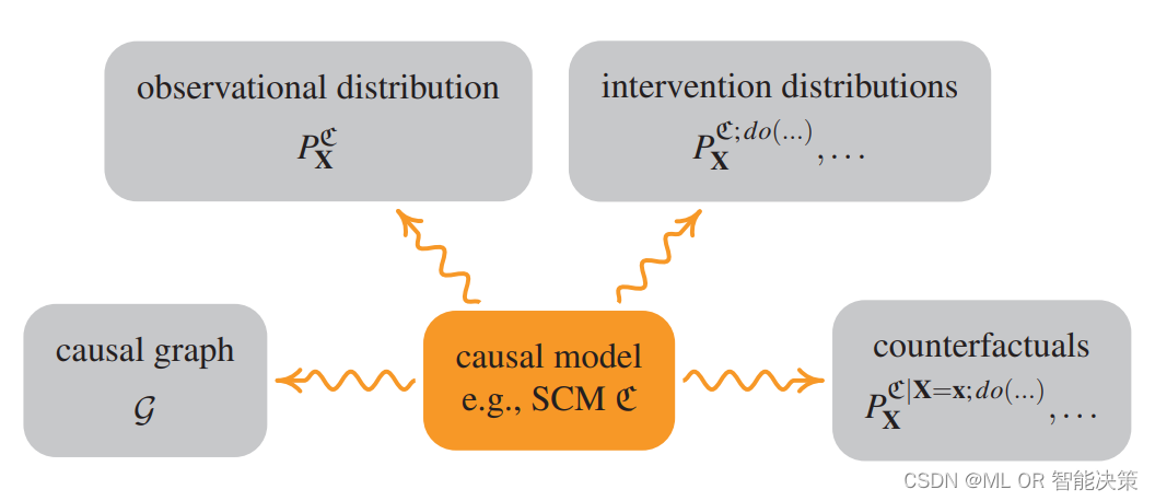 结构因果模型不仅蕴含了观测分布，还蕴含了干预分布和反事实