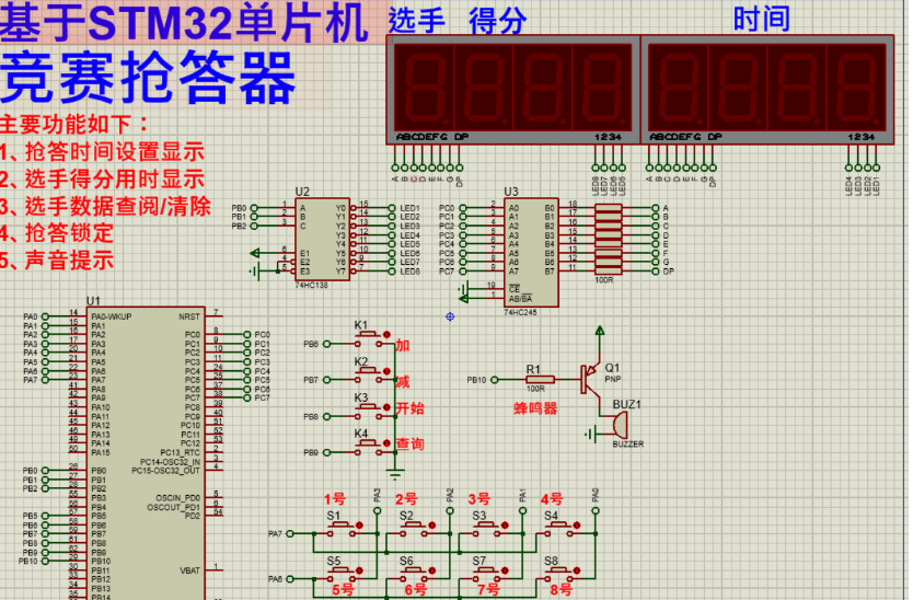 【Proteus仿真】基于Stm32的八路抢答器~