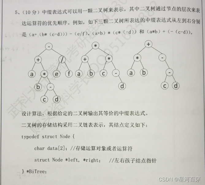 有关中缀表达式的算法设计题