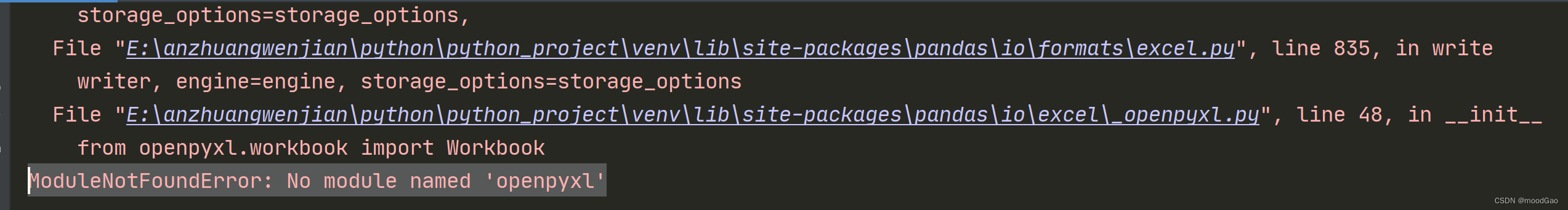 ModuleNotFoundError: No Module Named ‘openpyxl‘_modulenotfounderror: No ...