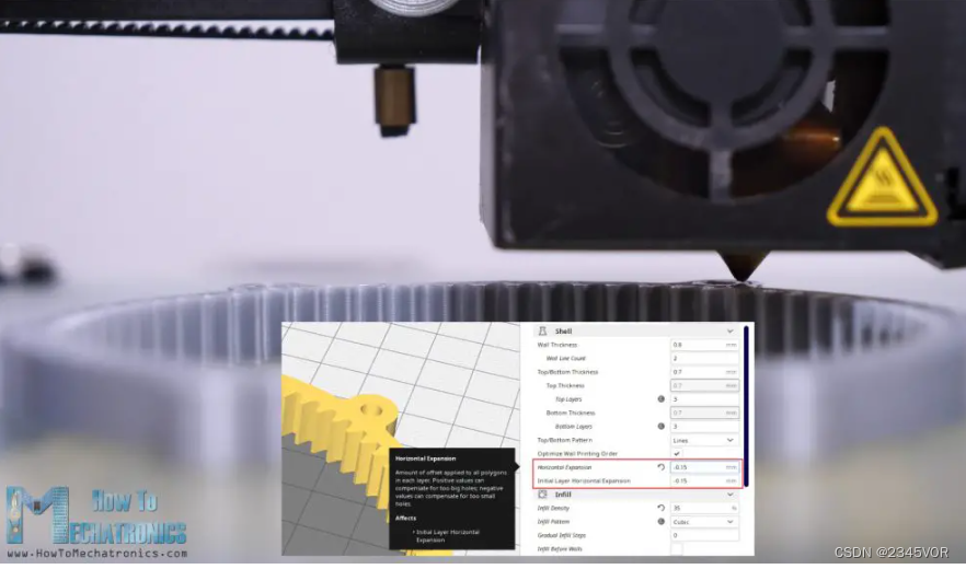 3D Printing gears - Horizontal Expansion featuring turned on in the slicing software