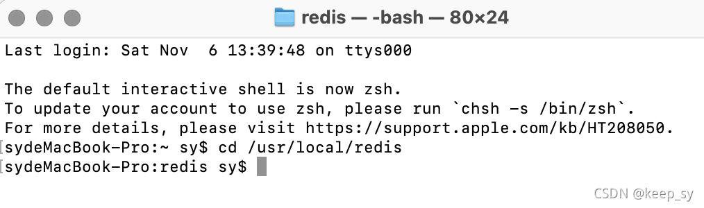 终端切换到 /usr/local/redis 目录