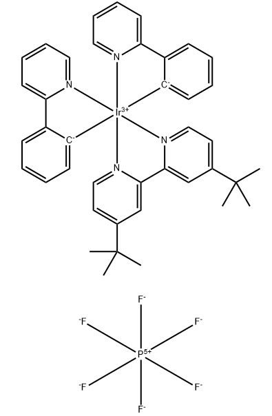 (4,4‘-二叔丁基-2,2‘-联吡啶)双[(2-吡啶基)苯基]铱(III)六氟磷酸盐，cas：676525-77-2； ir(ppy)2(dtbbpy)pf6