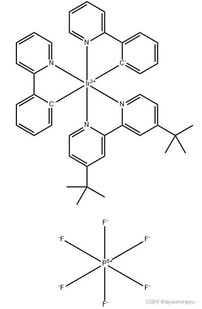 (4,4‘-二叔丁基-2,2‘-联吡啶)双[(2-吡啶基)苯基]铱(III)六氟磷酸盐，cas：676525-77-2； ir(ppy)2(dtbbpy)pf6