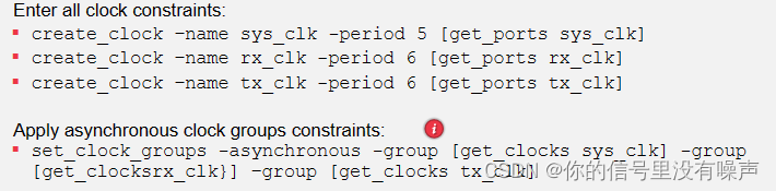apply clock constraints and asynchronous clock groups
