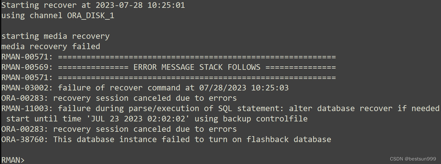 ORA-38760: This database instance failed to turn on flashback database