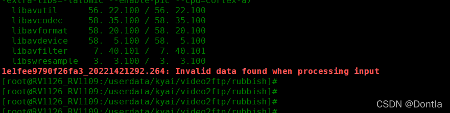 arm ffmpeg报错:Invalid data found when processing input(没解决)(在ubuntu上能正常 ...