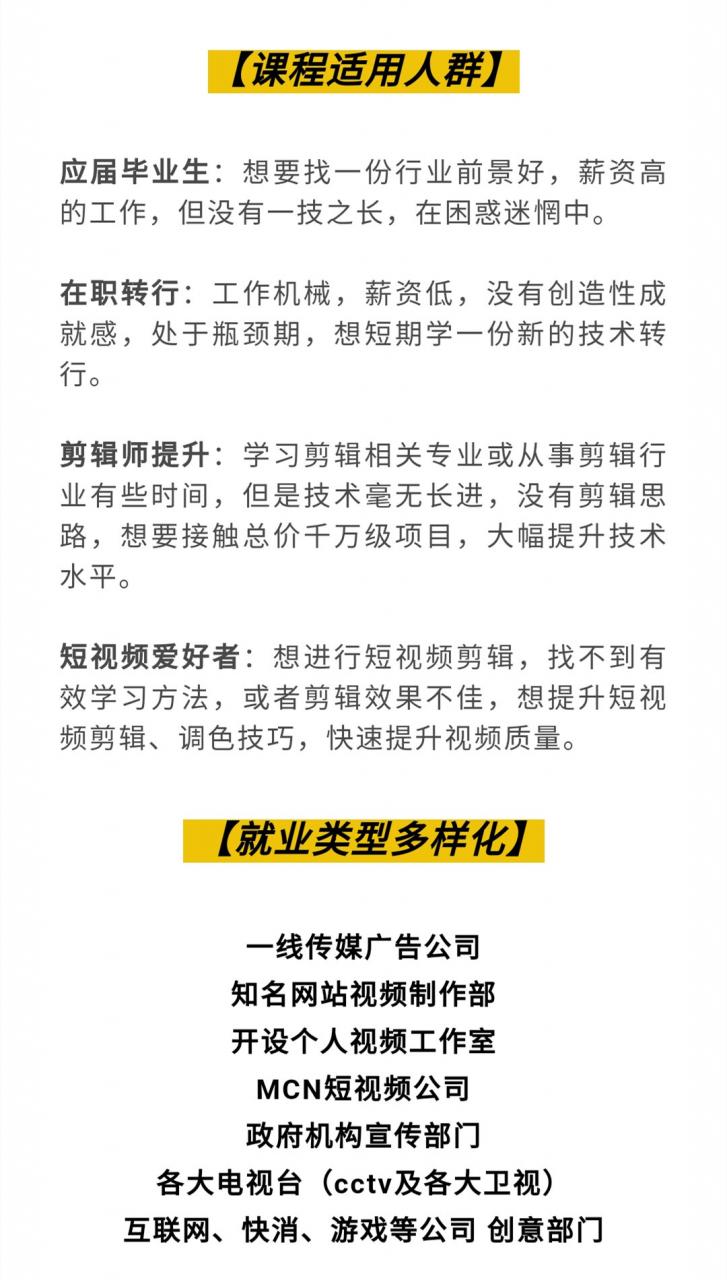 千万级商业项目剪辑实战班，10类剪辑实战，打造个性化作品