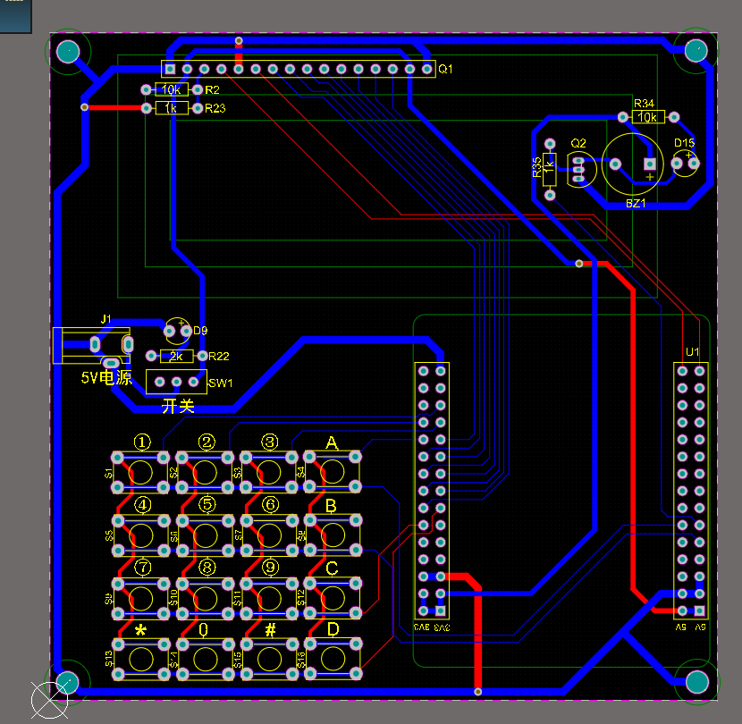 基于STM32单片机的篮球计时记分器proteus仿真原理图PCB