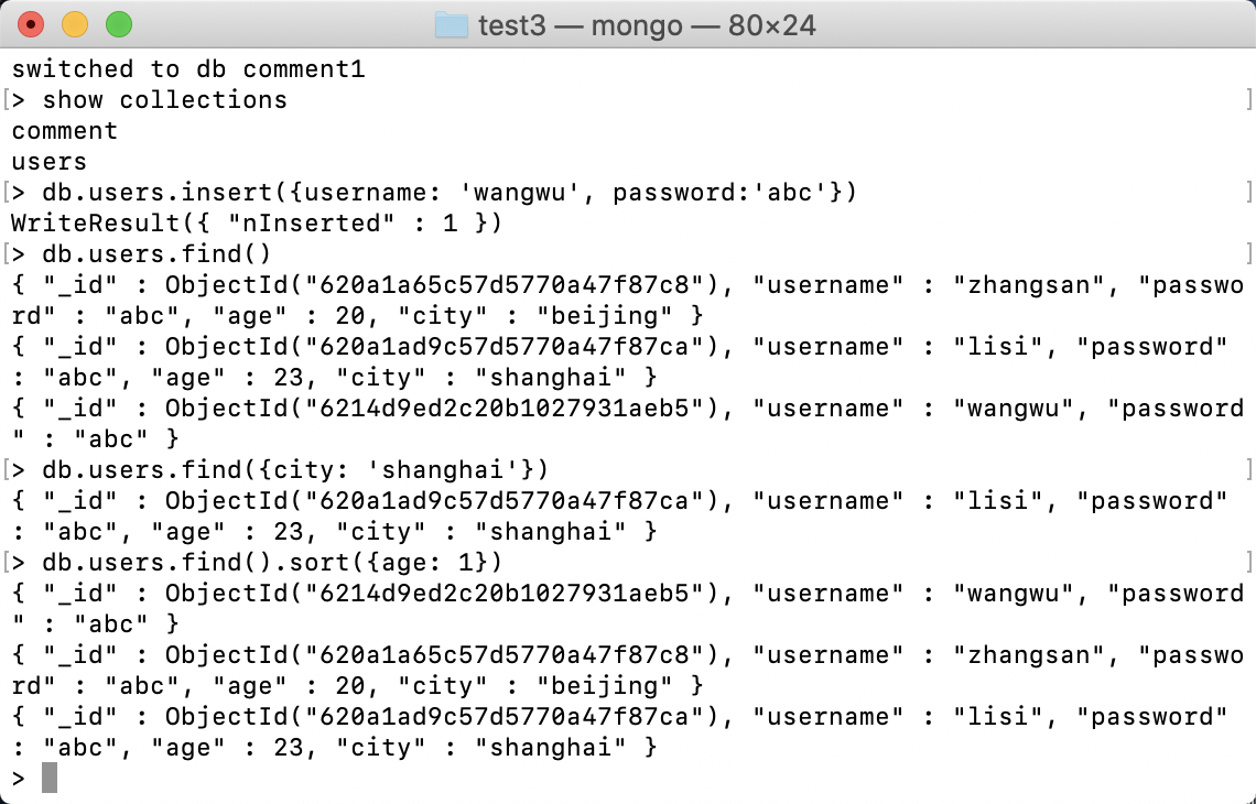 [Mongodb] 4.使用mongodb -----------使用控制台