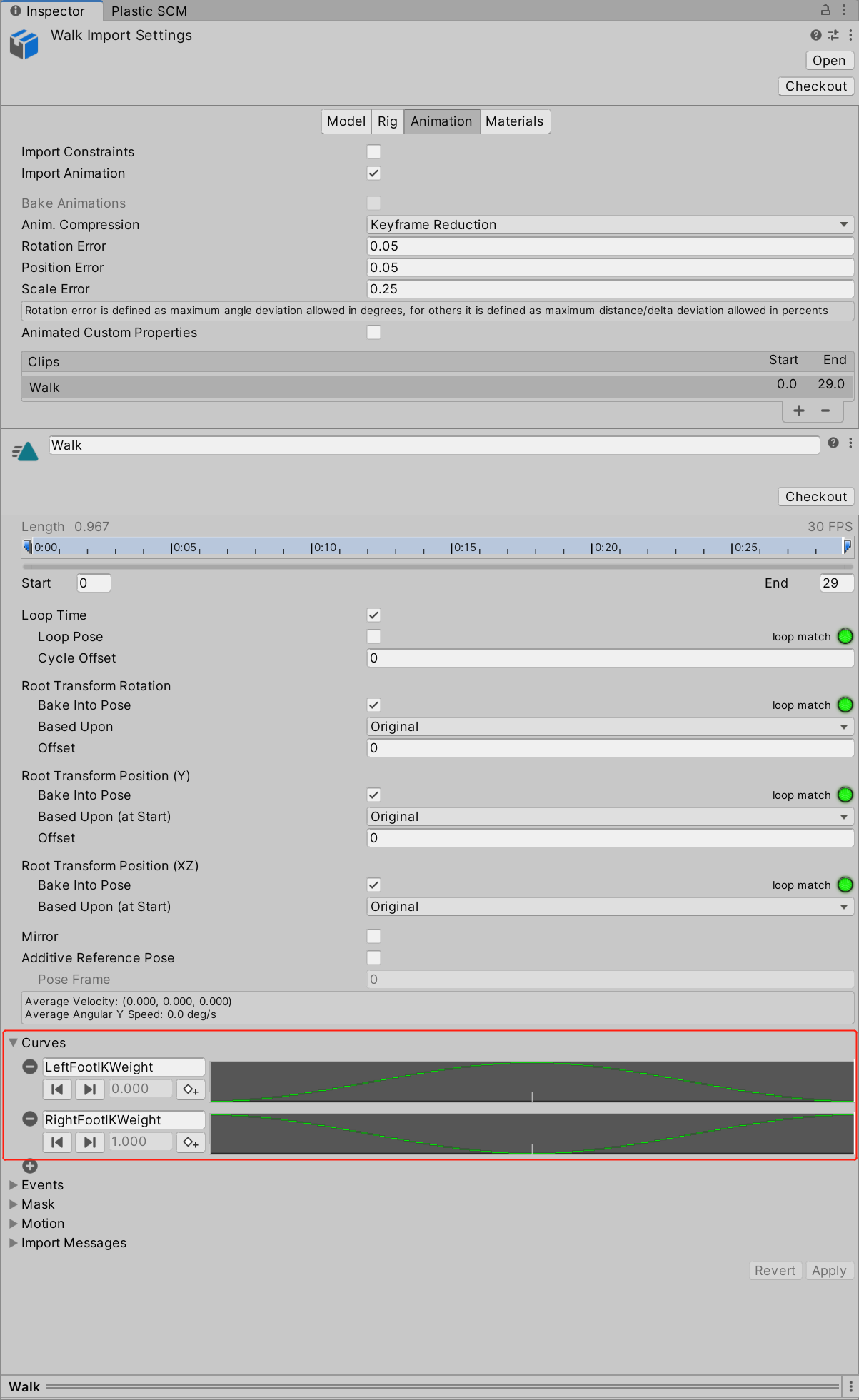 FBX アニメーションのインポート設定 - カーブ