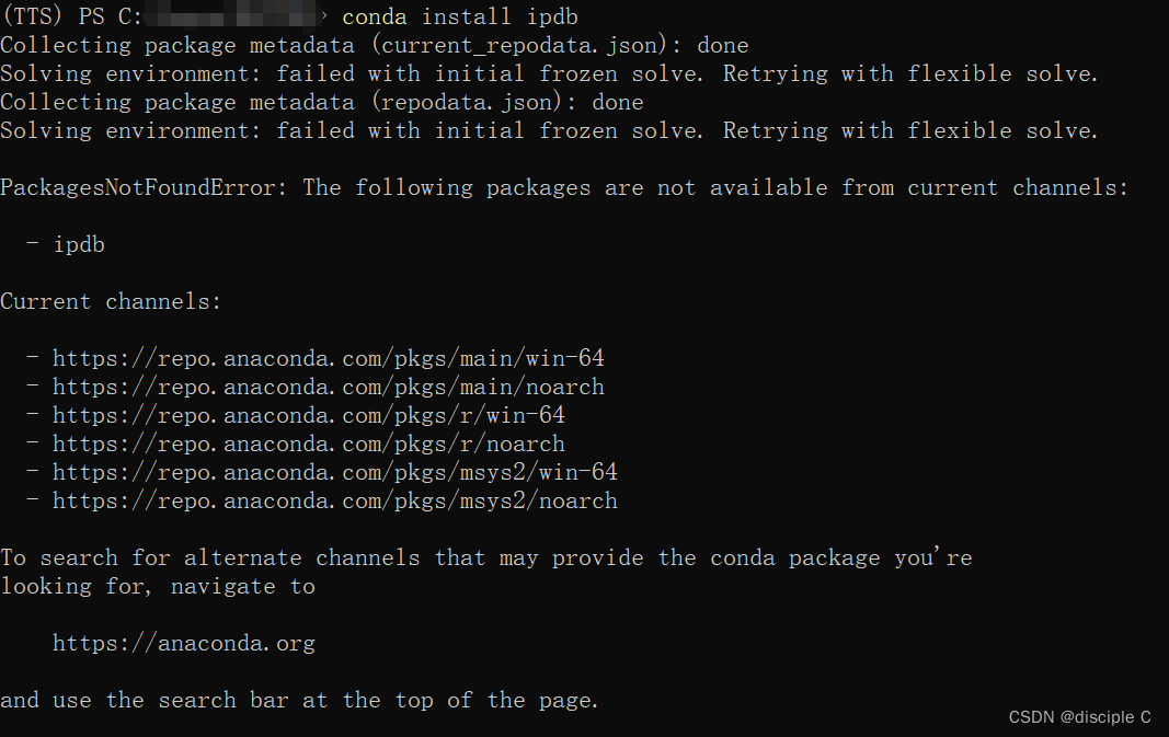 使用conda Install命令安装时出错_could Not Solve For Environment Specs The ...