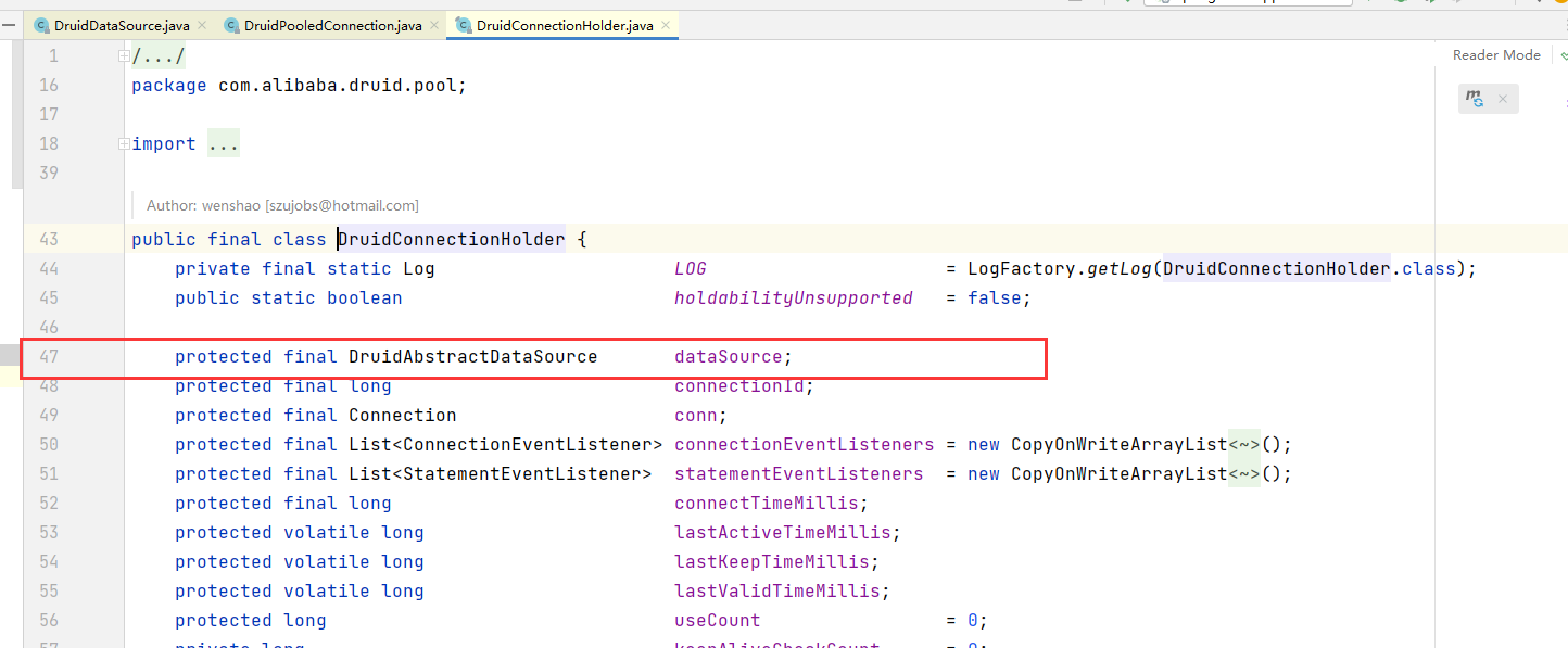 DruidConnectionHolder存在DruidAbstractDataSource属性