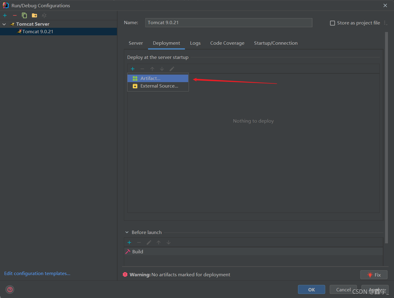 修复Tomcat Deployment未出现Artifacts过程中Web Application没有Empty和From Module的问题