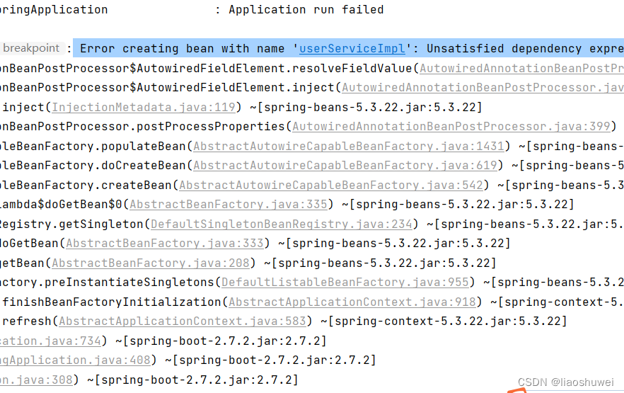 Mybatis-Plus Error creating bean with name ‘userServiceImpl‘: Unsatisfied dependency expressed