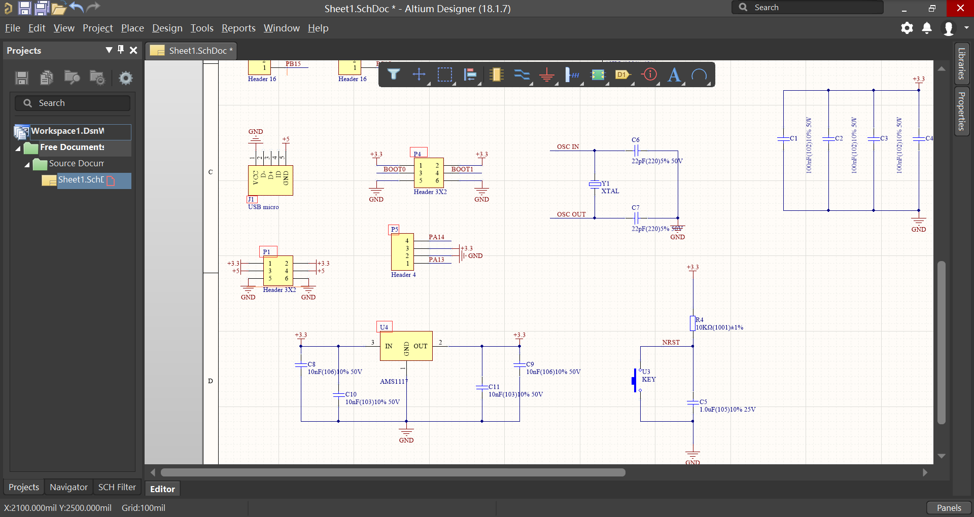 使用altium designer绘制一个stm32系统的电路原理图