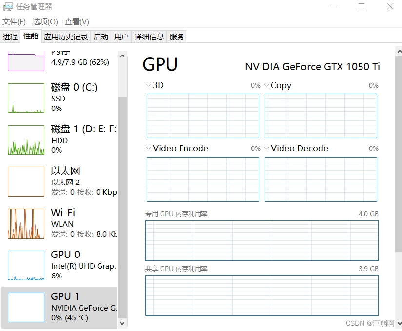 （如图右上角，我是1050ti）