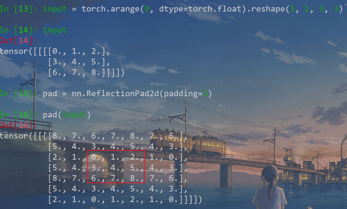 Pytorch nn.ReflectionPad2d(镜像填充)-CSDN博客