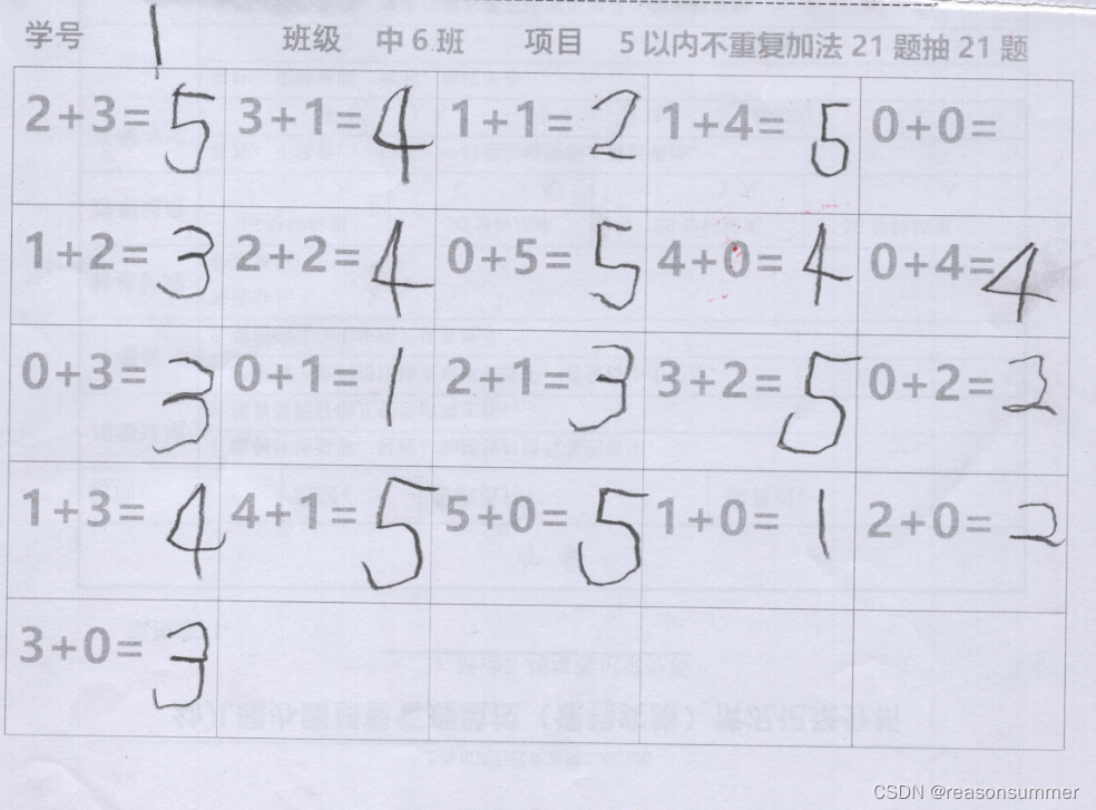 【教学类-30-01】5以内加法题不重复（一页两份）（包含1以内、2以内、3以内、4以内、5以内加法，抽取最大不重复数量）