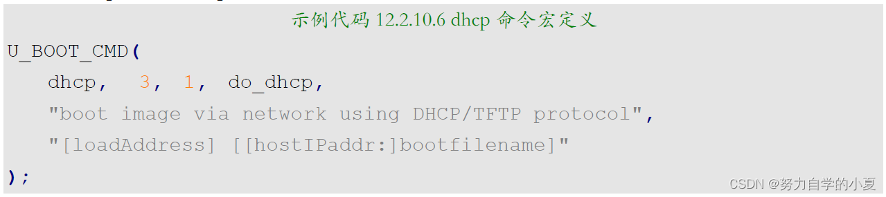 示例代码12.2.10.6 dhcp命令宏定义截图