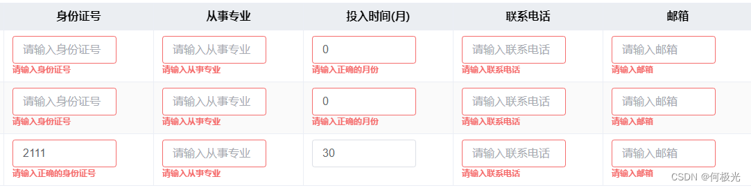 Vue3 element-plus表单嵌套表格实现动态表单验证