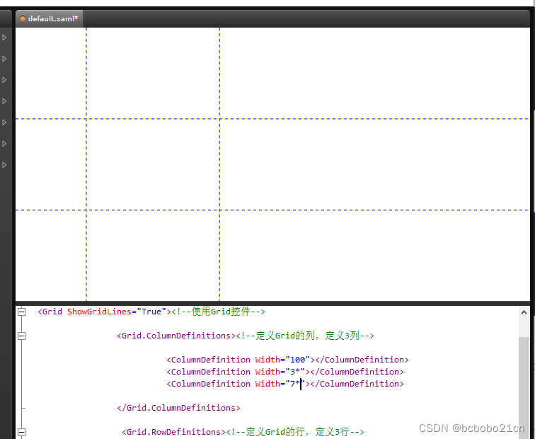 WPF grid控件定义行和列