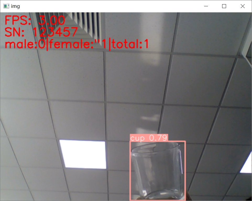 yolov8使用opencv2实时检测，两种物品，左上角显示信息