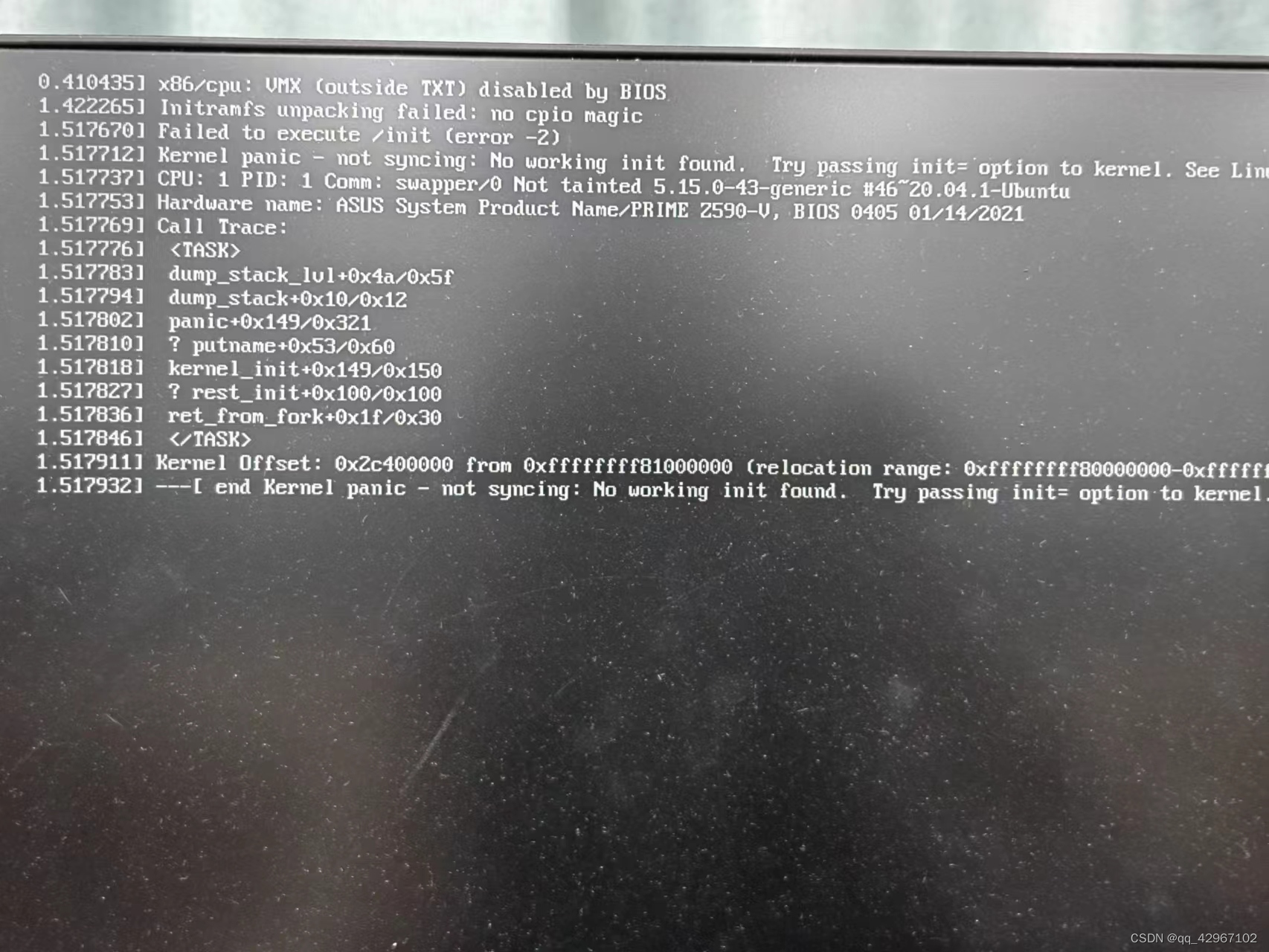 解决ubantu系统 End Kernel Panic, No Working Init Fount_no Working Init ...