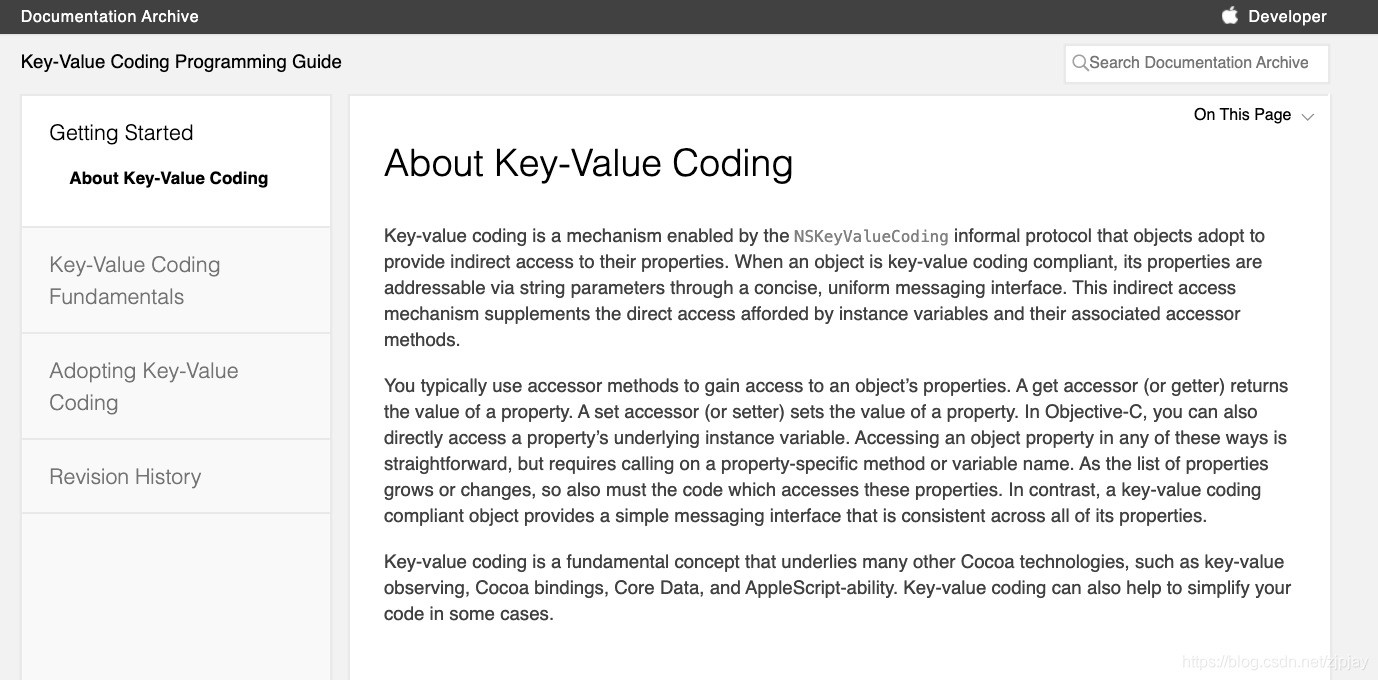 Key-Value Coding Programming Guide